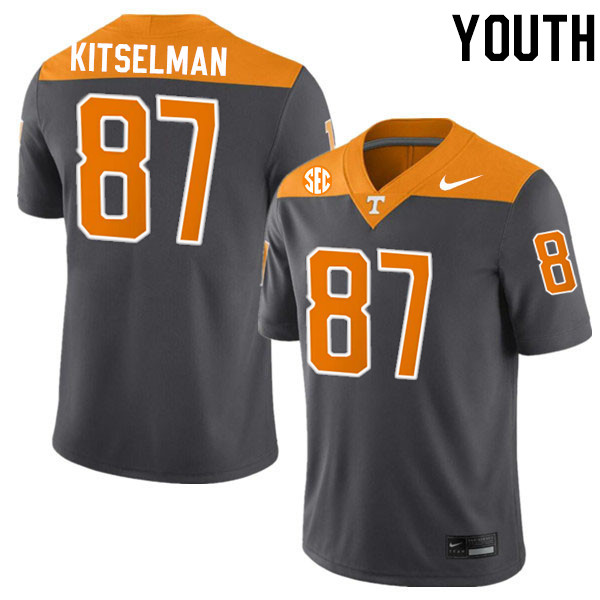 Youth #87 Miles Kitselman Tennessee Volunteers College Football Jerseys Stitched-Anthracite